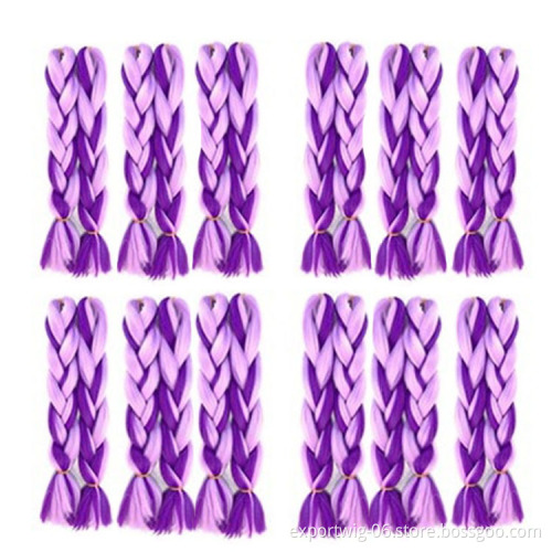 Jumbo Braiding Hair Extensions Colorful Braids Hair Synthetic Fiber Yaki Texture Two Three Four Color For Kids And Women 24inch